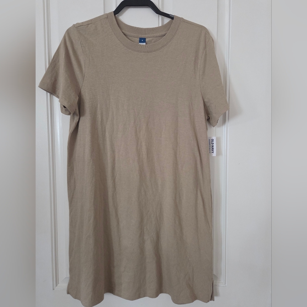 Old Navy Tan Cotton Tee Shirt Dress Women's Medium